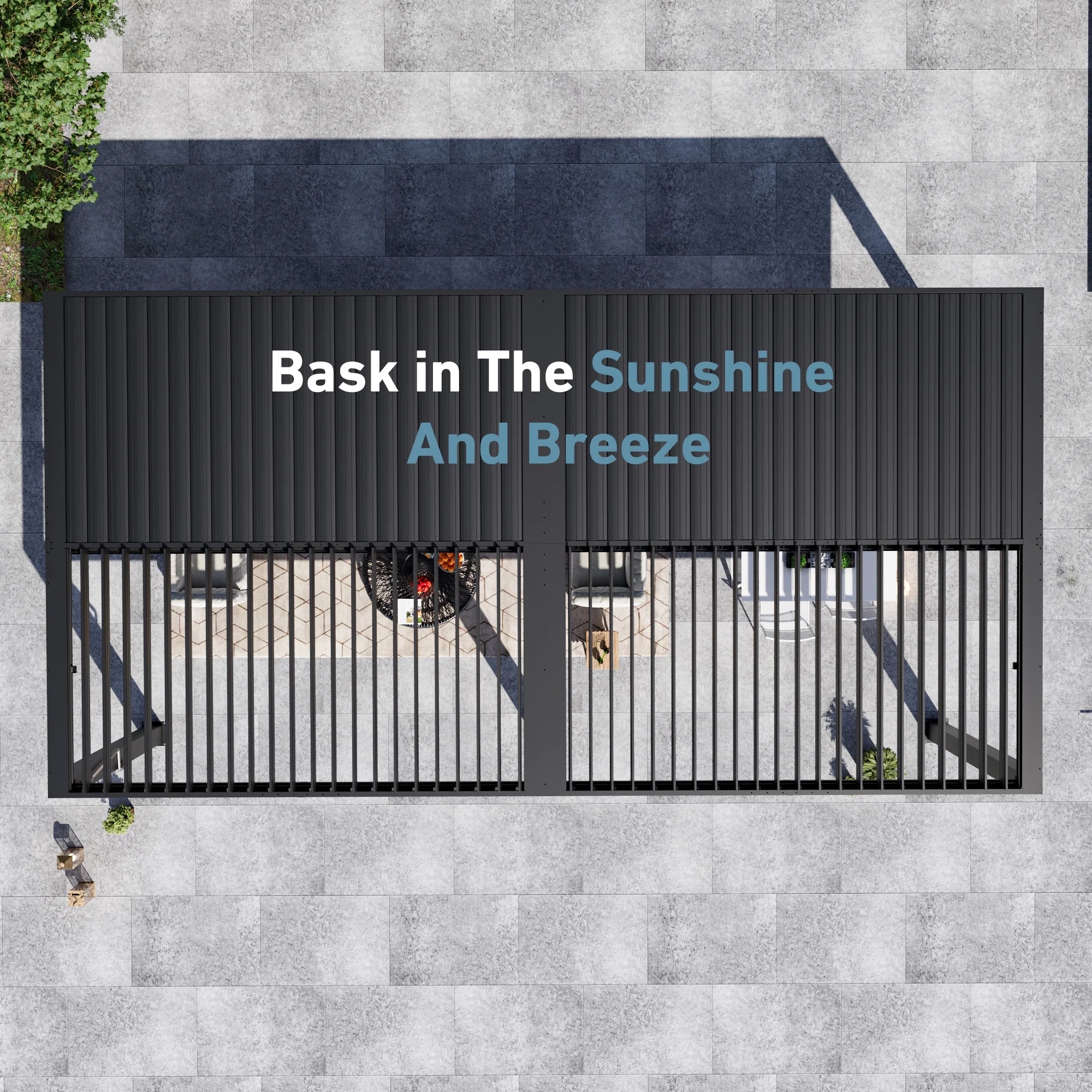 Modern Shade Aurora 10'x20' Louvered Pergola, Adjustable Waterproof Roof with Drainage, Reinforced Frame for Patio & Deck, Black