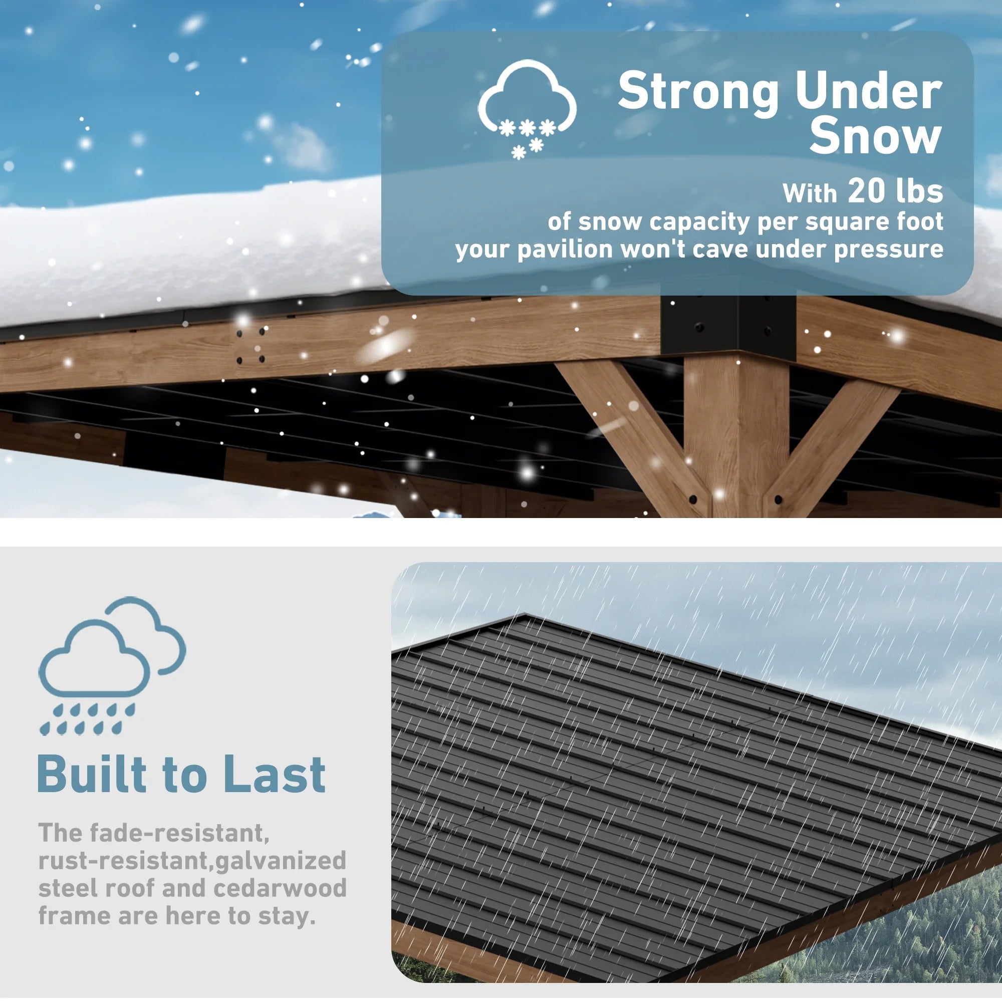 Modern Shade 12'x16' Supreme Cedar Wood Gazebo Hardtop Slope Roof for Backyard Deck