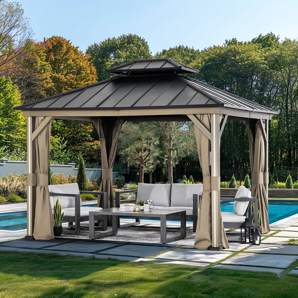 Modern Shade 10' x 12' Hardtop Patio Gazebo with LED Strip Light