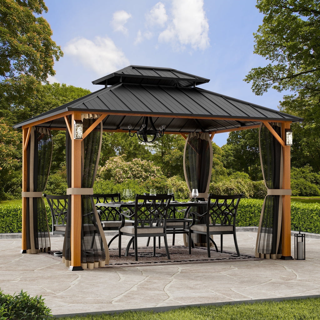 Modern Shade 10'x12' Hard Top Gazebo W/ Solar LED light