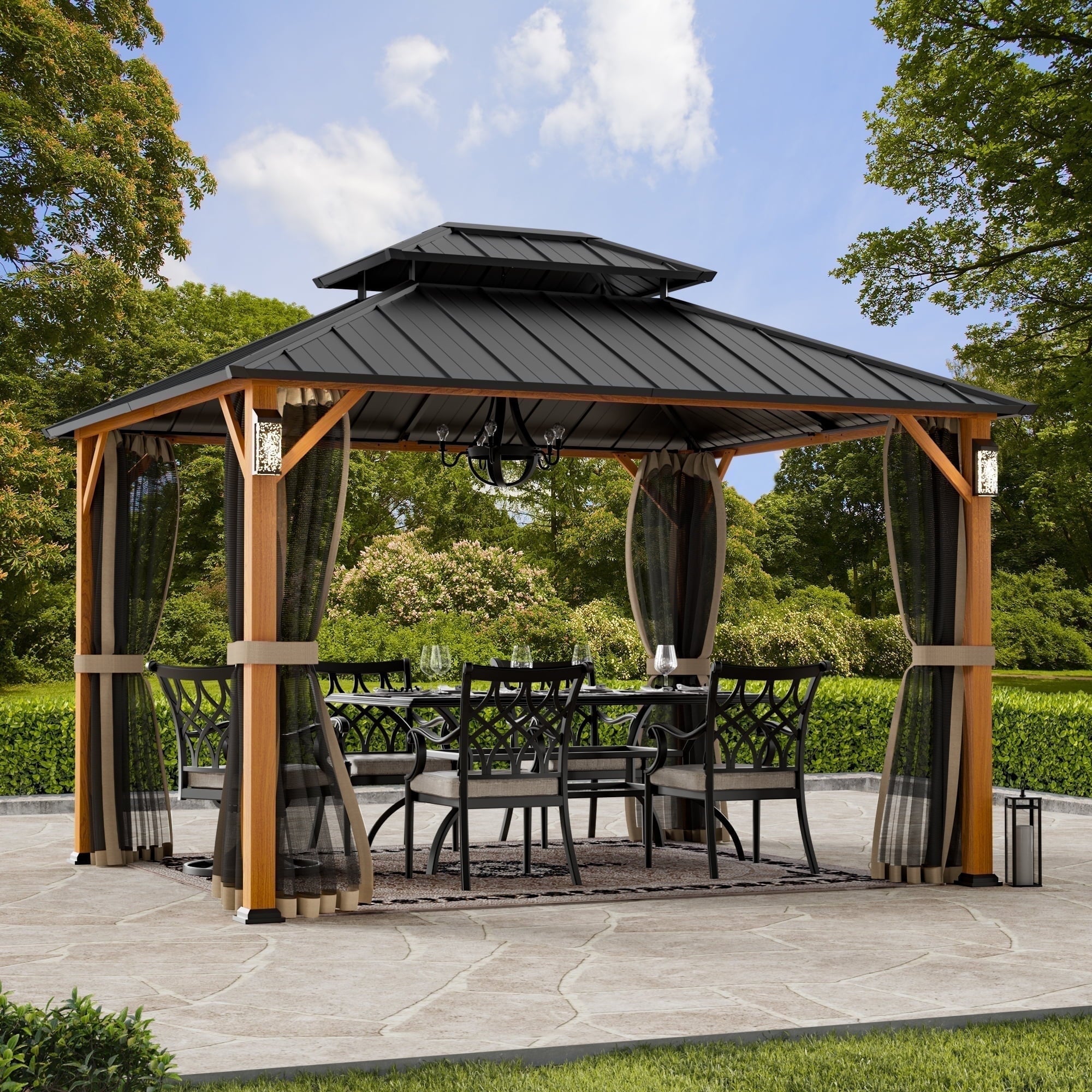 Modern Shade 10'x12' Hard Top Gazebo W/ Solar LED light
