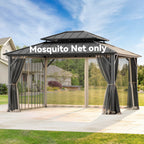 Covered Outdoor Gazebo Mosquito Netting Replacement - 12'x14' 4-Panel Double-Head Zipper Net Only