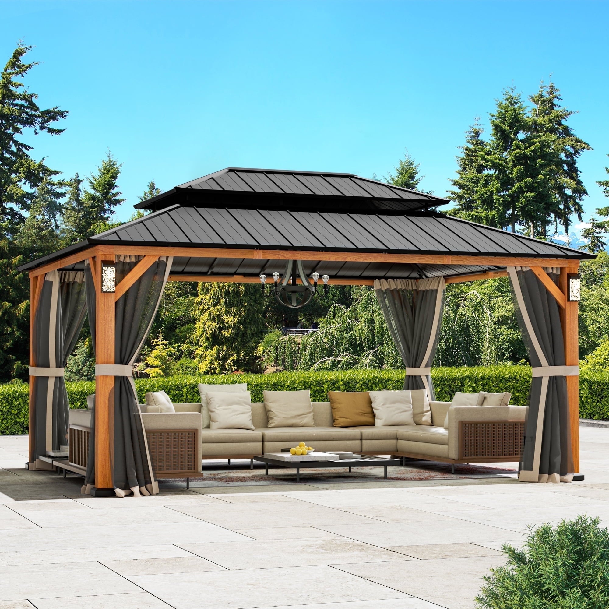 FONA 12'x16' Hard Top Gazebo W/ Solar LED light