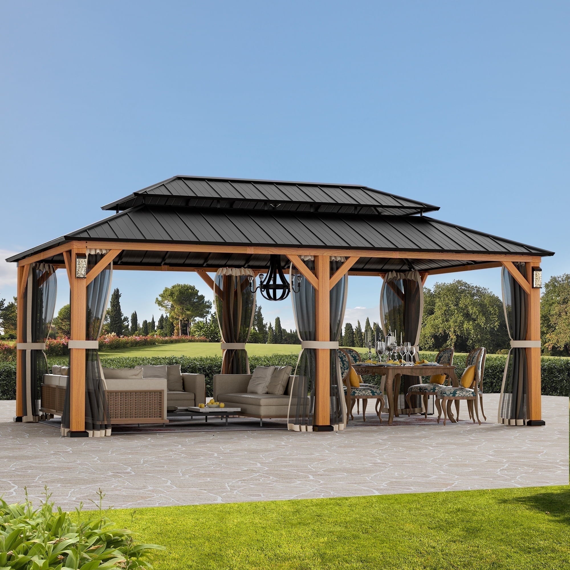 Modern Shade 12'x20' Hard Top Gazebo W/ Solar LED light