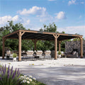 Modern Shade 12x24 Cedar Wood Gazebo Hardtop Slope Roof Rot Resistant Snow And Wind Resistant For Backyard Deck And Garden