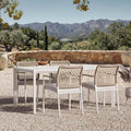 Modern Shade 5-Piece Luxury Outdoor Dining Set, Aluminum Table & Chairs with Fade-Resistant Cushions & FSC Teak, Premium Patio Furniture for Elegant Outdoor Living, Beige