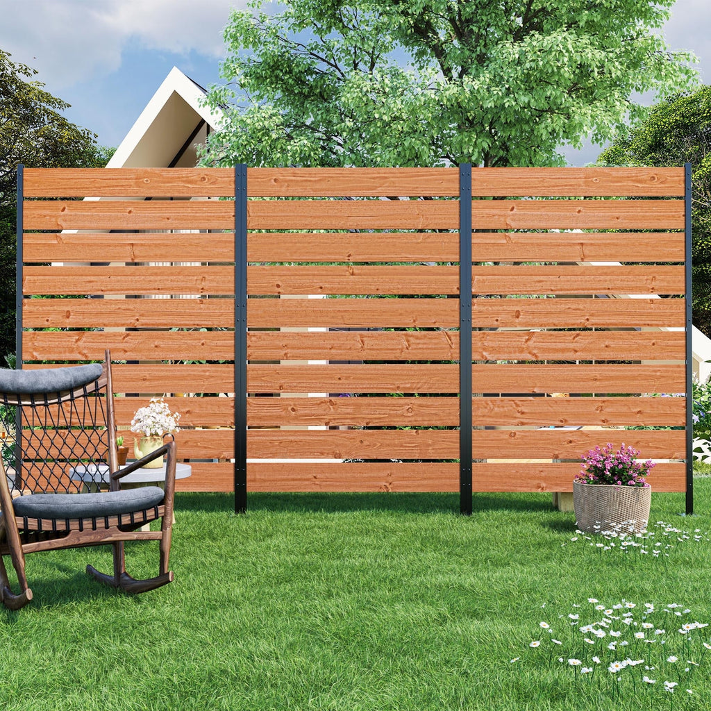 Modern Shade 5' x 3' Wood Privacy Fence Screen (3 Panel) Natural Cedar Wood, Outdoor Privacy Fence Panel for Deck Balcony, Conceals Trash Cans Air Conditioner, Ultimate Fence Privacy Screen Brown