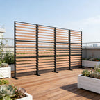 Modern Shade 6x4 ft Louvered Cedar Privacy Fence Panel Adjustable Screen for Outdoor Deck