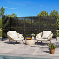 Modern Shade 72" Hx48" W Metal Privacy Screen Freestanding Outdoor Fence Panel for Privacy Space Division- Black