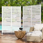 Modern Shade Outdoor Metal Privacy Screen - 72"H x 48"W 2-Panel White Stable Freestanding Patio Screen