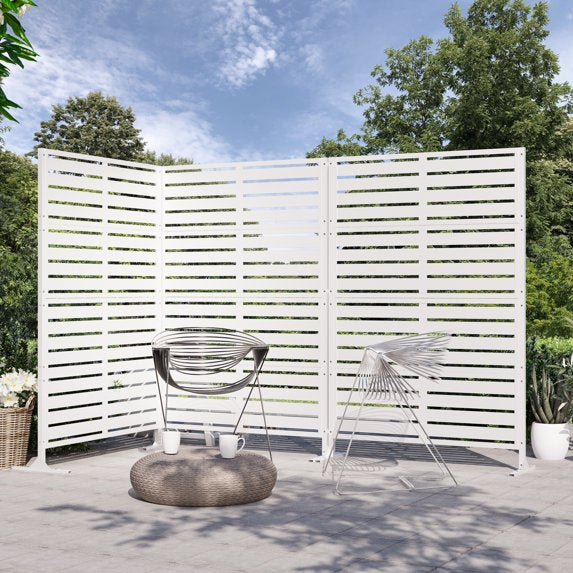 Modern Shade Outdoor Metal Privacy Screen - 72"H x 48"W 3-Panel White Stable Freestanding Patio Screen