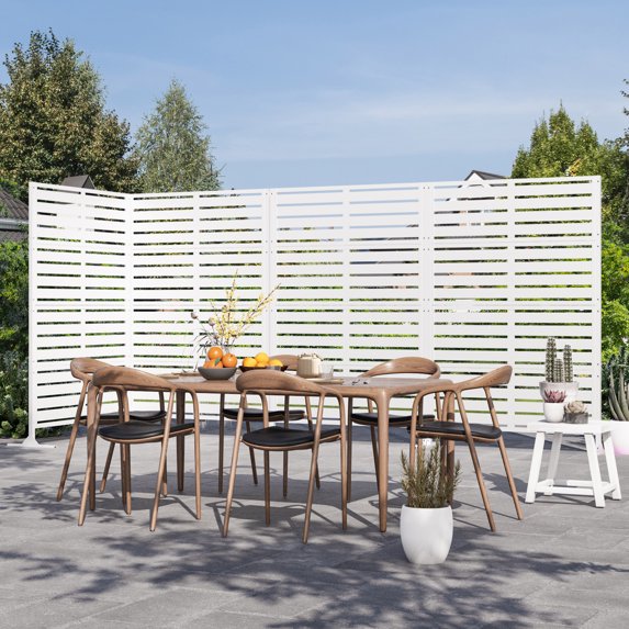 Modern Shade Outdoor Metal Privacy Screen - 72"H x 48"W 4-Panel White Stable Freestanding Patio Screen