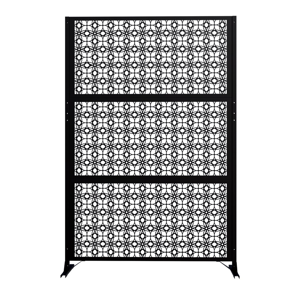 Modern Shade 74"Hx19"W Metal Privacy Screen - Black Freestanding Outdoor Fence Panel for Privacy/Space Division