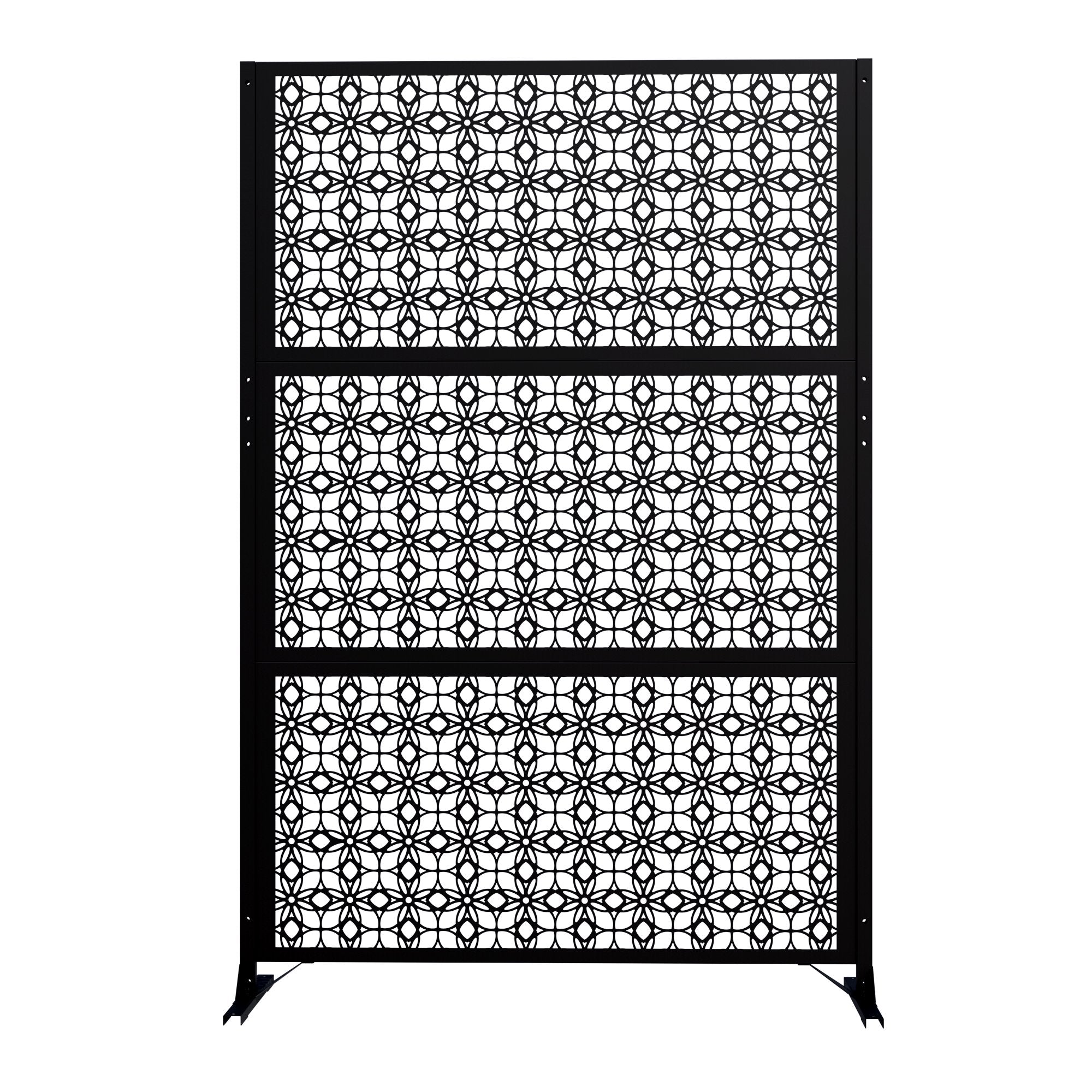 Modern Shade 74"Hx19"W Metal Privacy Screen - Black Freestanding Outdoor Fence Panel for Privacy/Space Division