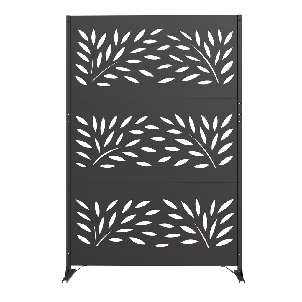 Modern Shade 74"Hx19"W Metal Privacy Screen - Black Freestanding Outdoor Fence Panel for Privacy/Space Division