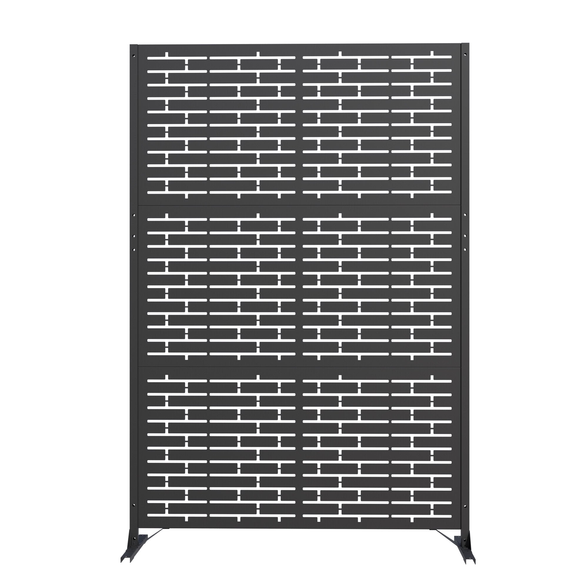 Modern Shade 74"Hx19"W Metal Privacy Screen - Black Freestanding Outdoor Fence Panel for Privacy/Space Division