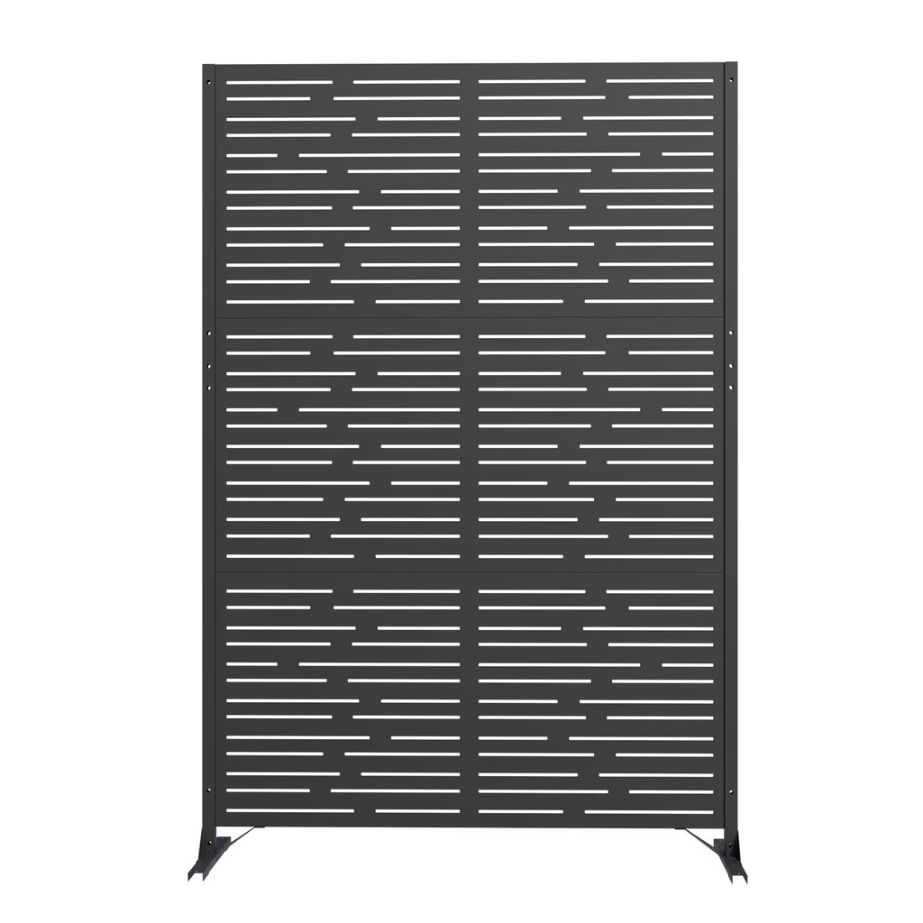 Modern Shade 74"Hx19"W Metal Privacy Screen - Black Freestanding Outdoor Fence Panel for Privacy/Space Division