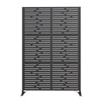 Modern Shade 74"Hx19"W Metal Privacy Screen - Black Freestanding Outdoor Fence Panel for Privacy/Space Division