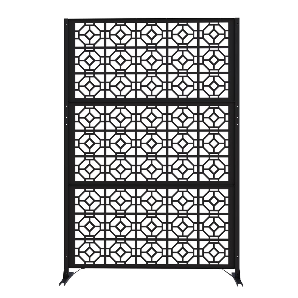 Modern Shade 74"Hx19"W Metal Privacy Screen - Black Freestanding Outdoor Fence Panel for Privacy/Space Division