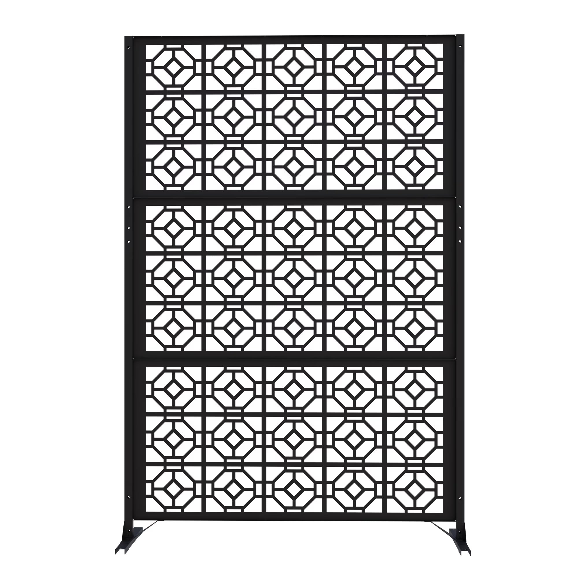 Modern Shade 74"Hx19"W Metal Privacy Screen - Black Freestanding Outdoor Fence Panel for Privacy/Space Division