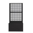 Modern Shade Black Freestanding Metal Privacy Screen Room Divider with Flower Box