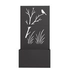 Modern Shade Black Freestanding Metal Privacy Screen Room Divider with Flower Box
