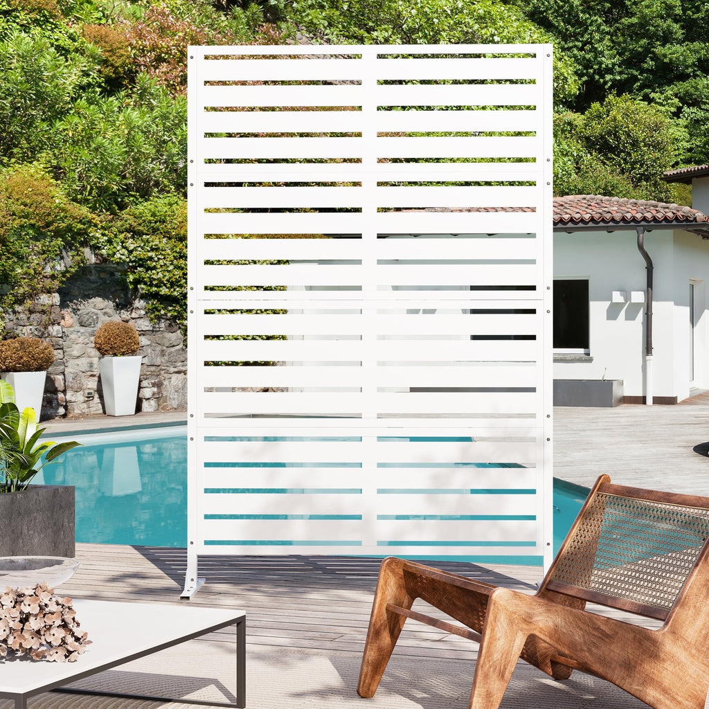 Modern Shade 72"x48" Freestanding Privacy Panel - White Decorative Screen for Patio/Deck Privacy & Space Division