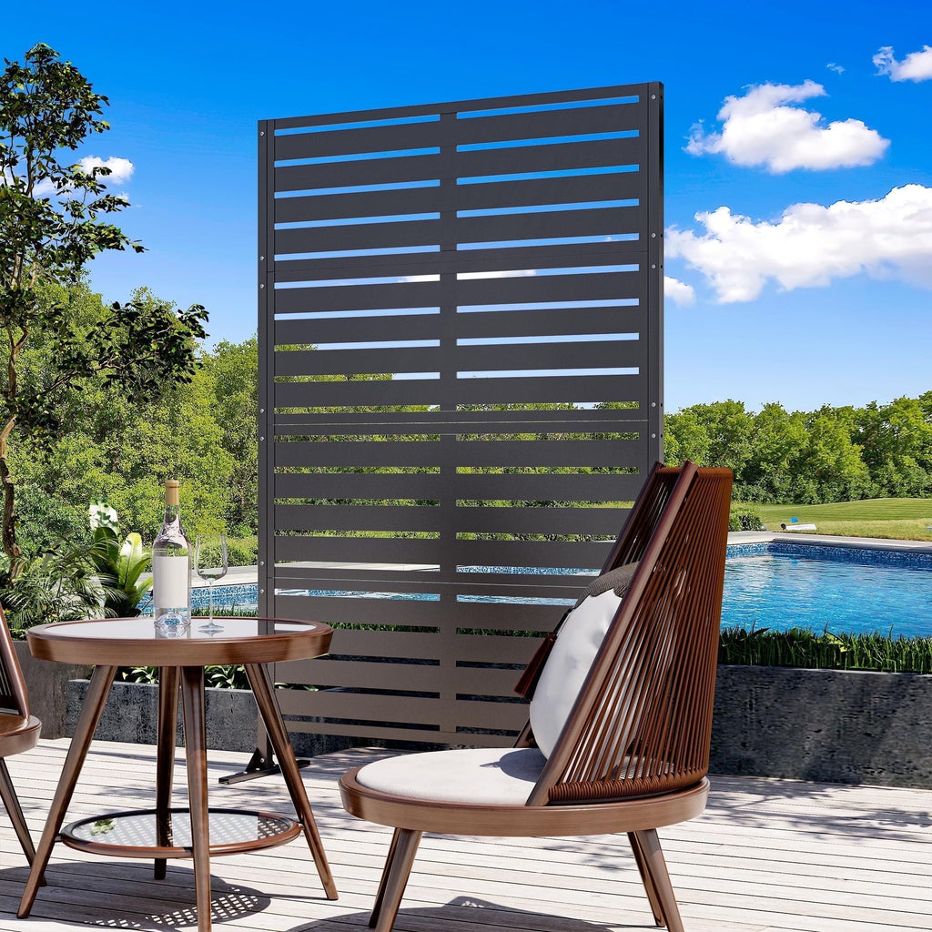 Modern Shade 72"x48" Freestanding Privacy Panel - Black Outdoor Screen for Instant Patio/Deck Privacy & Space Division