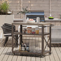Modern Shade Grill Cart with Locking Wheels Heavy Duty Waterproof Wood Grain Top Swivel Casters Easy Clean Surface for Patio Cooking