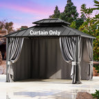 Covered Outdoor Universal 10'x12' Gazebo Curtain Replacement 4 Panel Zippered Grey Sidewalls