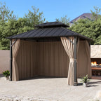 Covered Outdoor Universal Gazebo Curtain Replacement 10' x12' 4- Panel Waterproof Sidewalls( Curtain Only)