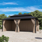 Covered Outdoor Universal 12' x20' Gazebo Curtain Replacement 6- Panel Fade- Resistant Sidewalls( Curtain Only)