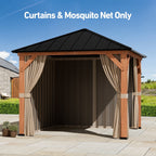 Modern Shade 10'x10' Gazebo Replacement Kit - 4-Panel Zippered Privacy Curtains & 480D Mesh Netting Set, UV-Resistant Polyester Khaki