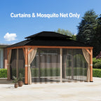 Modern Shade 13‘x15’ Cedar Gazebo Privacy Curtains Zippered Mosquito Net Universal 4 Panel Khaki Patio Replacement Sidewalls
