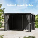 Modern Shade 10‘x10’ Pergola Privacy Curtains Zippered Mosquito Net 4 Panel Replacement Sidewalls Universal Fit Gray Khaki