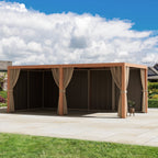 Modern Shade 10‘x12’ Pergola Privacy Curtains and Zippered Mosquito Netting Universal 6-Panel Replacement Sidewalls Khaki