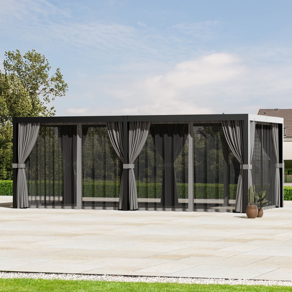 Modern Shade 10‘x12’ Pergola Privacy Curtains Mosquito Net Universal Replacement 6 Panel Sidewalls for Outdoor Louvered Gray