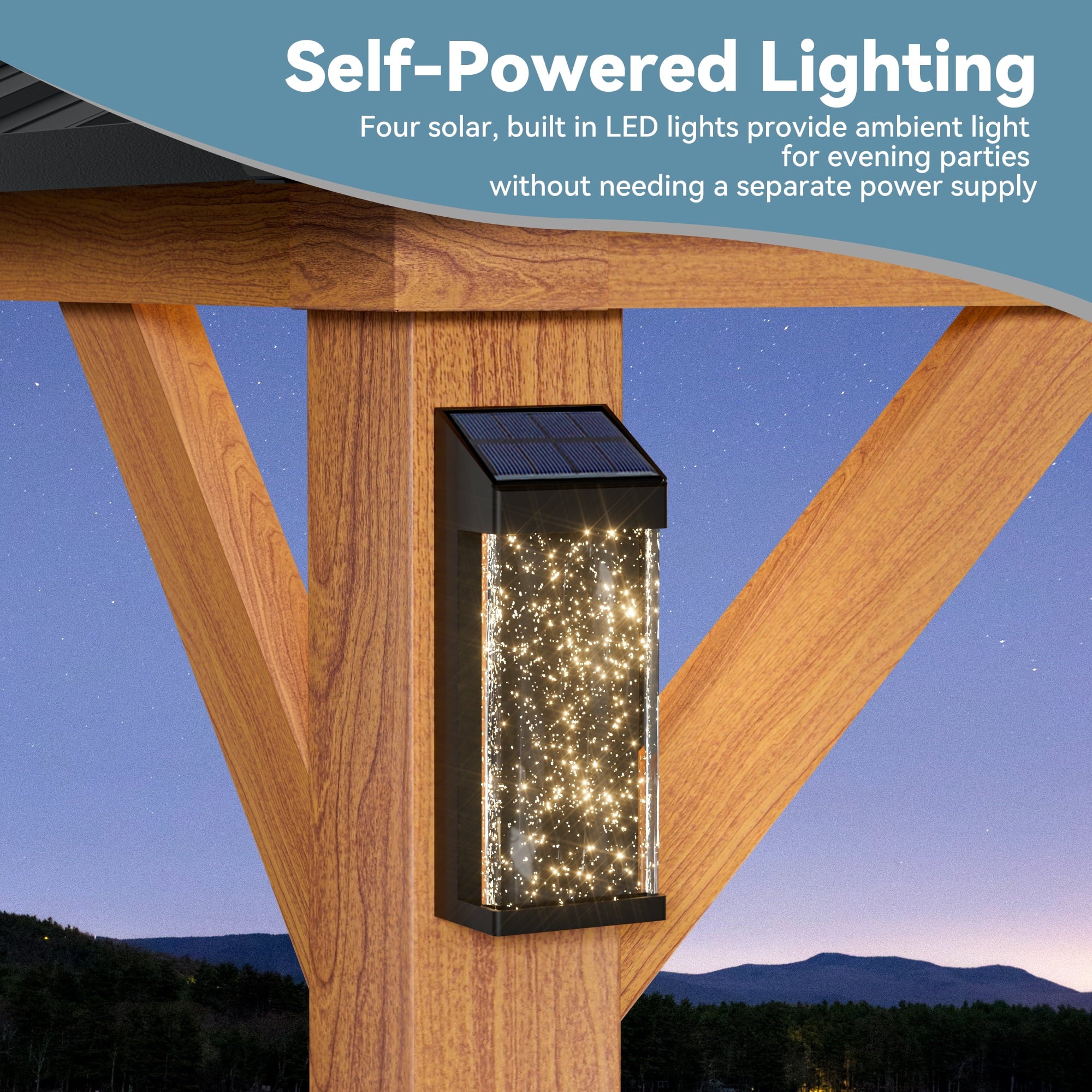 FONA Horizon 12'x14' Hard Top Gazebo W/ Solar LED light