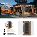Modern Shade 10' x 12' Hardtop Patio Gazebo with LED Strip Light