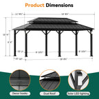 Modren Shade The Horizon 12'x20' Hard Top Gazebo W/ Solar LED light