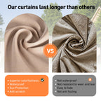 Modern Shade 12x20ft Cedar Gazebo Privacy Curtains & Zippered Mosquito Netting, Universal 4-Panel Khaki Sidewalls for Patio Canopy Replacement