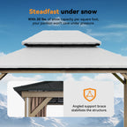 Modern Shade 12' x 16' Hardtop Gazebo with Double Roof, 4 LED Lights, USB Ports, Netting & Curtains