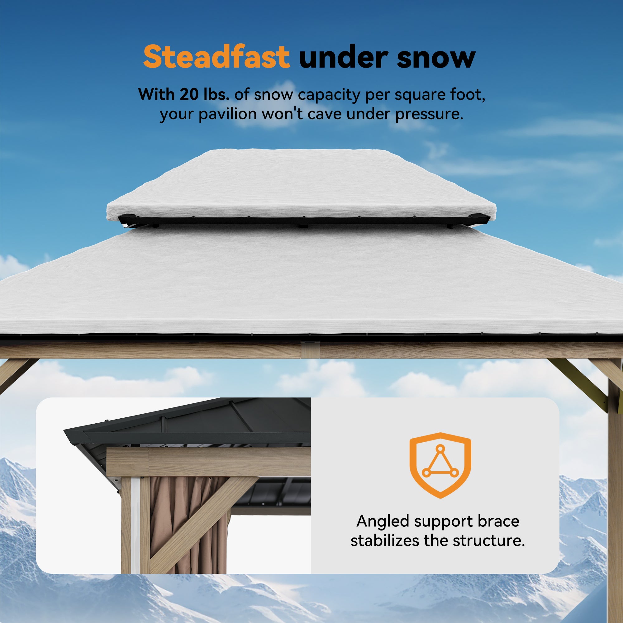 Modern Shade 12' x 16' Hardtop Gazebo with Double Roof, 4 LED Lights, USB Ports, Netting & Curtains