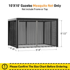 Modern Shade 10‘x10’ Pergola Privacy Curtains Zippered Mosquito Net 4 Panel Replacement Sidewalls Universal Fit Gray Khaki