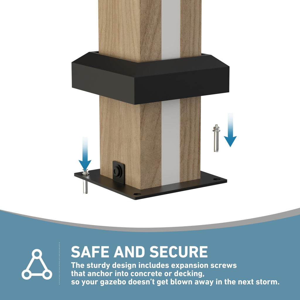 FONA 10'x12' Hardtop Gazebo with LED Lights,Double Roof,USB Port,Netting & Curtains for Patio,Brown