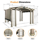 Modern Shade Outdoor Pergola 12' x 14', Patio Pergola with Arched Roof Design, All Aluminum Gazebo with Durable Canvas for patio, Backyard, Deck, Lawn, Wood-Looking