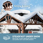 FONA Wood Gazebo 12’x12’, Heavy Duty Hardtop Gazebo with Steel Roof, Water Resistant, Wind Resistant, Perfect for Your Permanent Outdoor Pavilion, Solid Wood Framed Gazebo, Cedar Gazebo