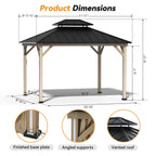 Modern Shade 10' x 12' Hardtop Patio Gazebo with LED Strip Light