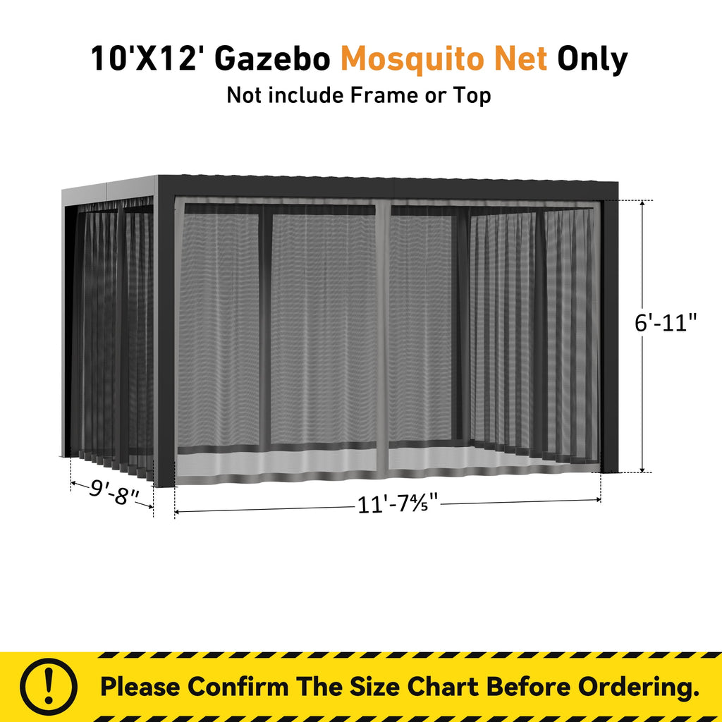 Modern Shade 10'x12' Louvered Pergola with 4-Panel Privacy/Zippered Mosquito Netting Waterproof Gray/Khaki Sidewalls