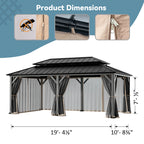 Modern Shade 12'x20' Universal Gazebo Mosquito Netting Replacement - 4-Panel Sidewalls with Double Zipper (Net Only)